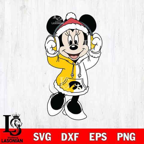 Iowa Hawkeyes Minnie Mouse Disney Football Christmas File Cut, NCAA SVG DXF EPS PNG FILE, Digital Download , Criucut , Silhouette