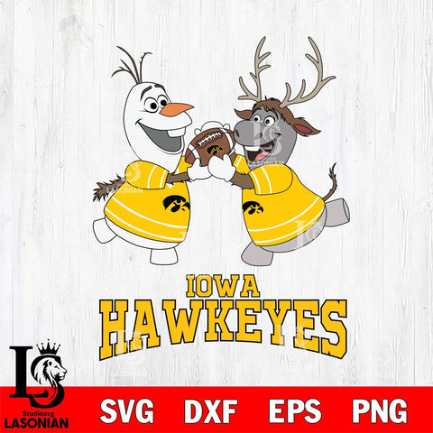 Iowa Hawkeyes Olaf & Sven Football Cricut,Christmas SVG DXF EPS PNG FILE, NCAA Digital Download,Instant Download, Silhouette