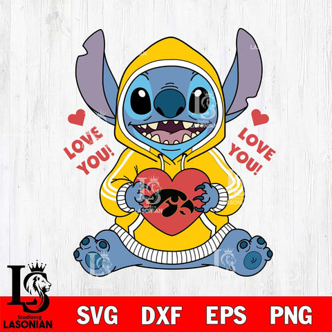 Iowa Hawkeyes Stitch Love You File Cut, NCAA SVG DXF EPS PNG FILE, Digital Download , Criucut , Silhouette