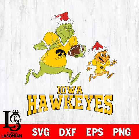 Iowa Hawkeyes The Grinch & Max Football Cricut,Christmas SVG DXF EPS PNG FILE, NCAA Digital Download,Instant Download, Silhouette