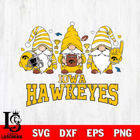 Iowa Hawkeyes Three Gnome File Cut, NCAA SVG, Digital Download , Criucut , Silhouette