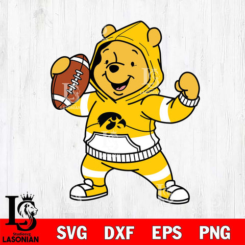 Iowa Hawkeyes Winnie The Pooh Disney Football Christmas File Cut, NCAA SVG DXF EPS PNG FILE, Digital Download , Criucut , Silhouette