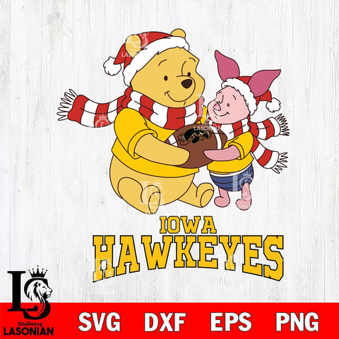 Iowa Hawkeyes Winnie the Pooh & Piglet Football Cricut,Christmas SVG DXF EPS PNG FILE, NCAA Digital Download,Instant Download, Silhouette