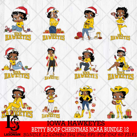 Iowa Hawkeyes  Betty Boop Christmas NCAA Bundle File Cut, Bundle NCAA SVG DXF EPS PNG PDF File, Digital Download , Criucut , Silhouette
