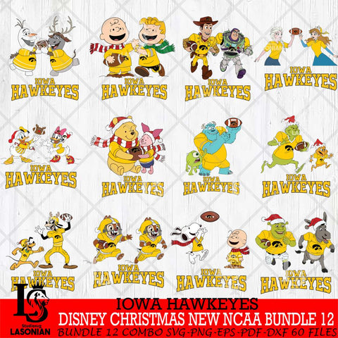 Iowa Hawkeyes  Disney Christmas New NCAA Bundle 12 Cricut,Christmas SVG DXF EPS PNG FILE, BUNDLE NCAA Digital Download,Instant Download, Silhouette