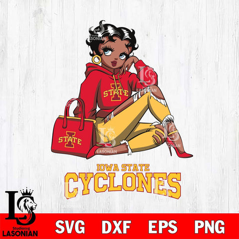 Iowa State Cyclones Awesome Black Fan Girl Betty Boop, Svg Eps Dxf Png File, Digital Download