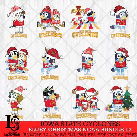 Iowa State Cyclones Bluey Christmas NCAA Bundle 12 Cricut File Cut Files , Bluey Cricut , Christmas Svg , Bluey svg , Digital Download, dxf eps png pdf file