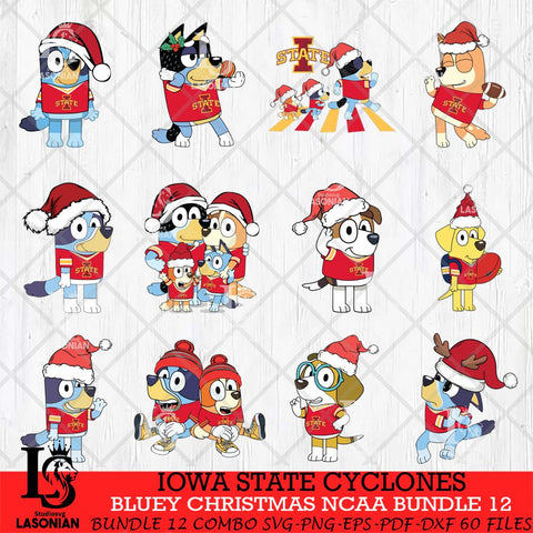 Iowa State Cyclones Bluey Christmas NCAA Bundle 12 SVG Eps Dxf Png File, Digital Download, Instant Download