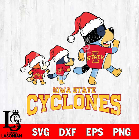 Iowa State Cyclones Bluey Family Christmas Svg Eps Dxf Png File, Digital Download