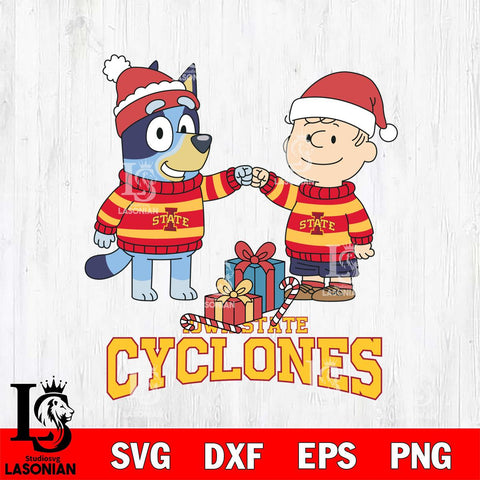 Iowa State Cyclones Bluey With Charlie Brown Christmas File Cut, NCAA SVG DXF EPS PNG FILE, Digital Download,Instant Download, Silhouette