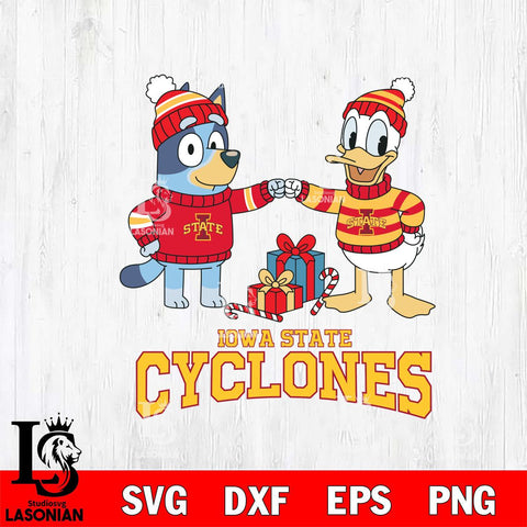Iowa State Cyclones Bluey With Donald Duck Christmas File Cut, NCAA SVG DXF EPS PNG FILE, Digital Download,Instant Download, Silhouette
