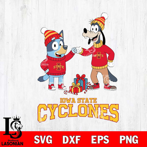 Iowa State Cyclones Bluey With Goofy Christmas File Cut, NCAA SVG DXF EPS PNG FILE, Digital Download,Instant Download, Silhouette
