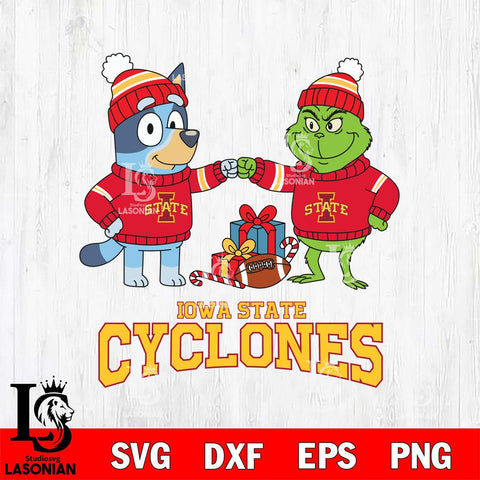Iowa State Cyclones Bluey With Grinch Christmas File Cut, NCAA SVG DXF EPS PNG FILE, Digital Download,Instant Download, Silhouette