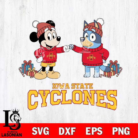 Iowa State Cyclones Bluey With Mickey Christmas File Cut, NCAA SVG DXF EPS PNG FILE, Digital Download,Instant Download, Silhouette