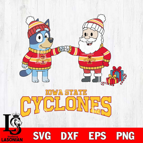 Iowa State Cyclones Bluey With Satan Christmas File Cut, NCAA SVG DXF EPS PNG FILE, Digital Download,Instant Download, Silhouette
