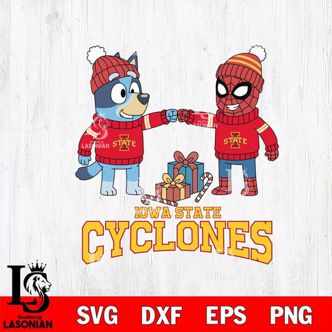 Iowa State Cyclones Bluey With Spider man Christmas File Cut, NCAA SVG DXF EPS PNG FILE, Digital Download,Instant Download, Silhouette