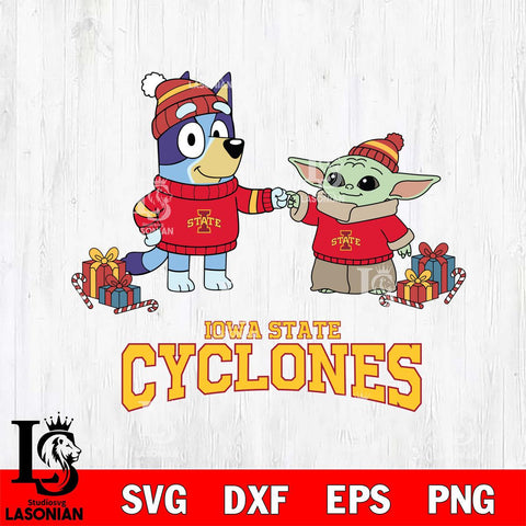 Iowa State Cyclones Bluey With Yoda Christmas File Cut, NCAA SVG DXF EPS PNG FILE, Digital Download,Instant Download, Silhouette