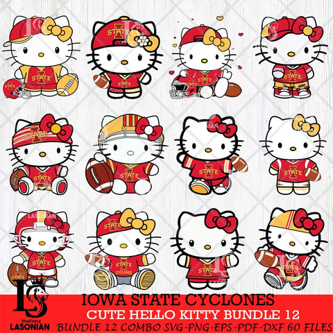 Iowa State Cyclones Cute Hello Kitty Bundle 12 SVG Eps Dxf Png File, NCAA Bundle svg, Digital Download, Instant Download