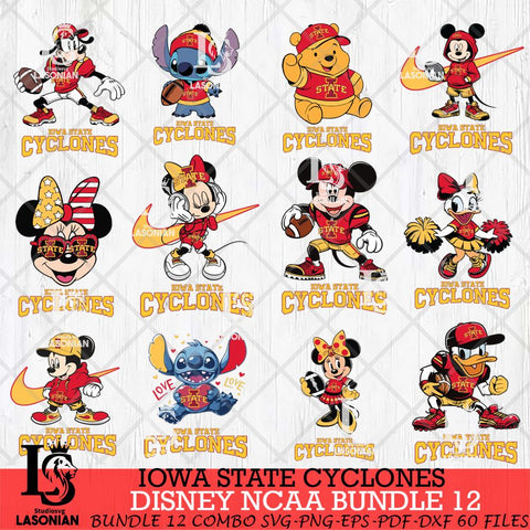 Iowa State Cyclones Disney NCAA Bundle Svg PNG 12 Svg Eps Dxf Png File, Digital Download