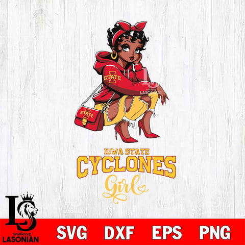 Iowa State Cyclones Fashion Black Fan Girl Betty Boop, Svg Eps Dxf Png File, Digital Download