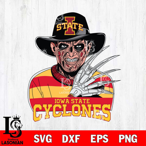 Iowa State Cyclones Freddy Krueger Horror Halloween Svg Eps Dxf Png File, NCAA svg, Digital Download, Instant Download