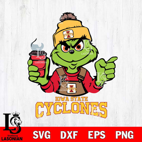 Iowa State Cyclones Grinch with coffee Svg Eps Dxf Png File, Digital Download, Instant Download