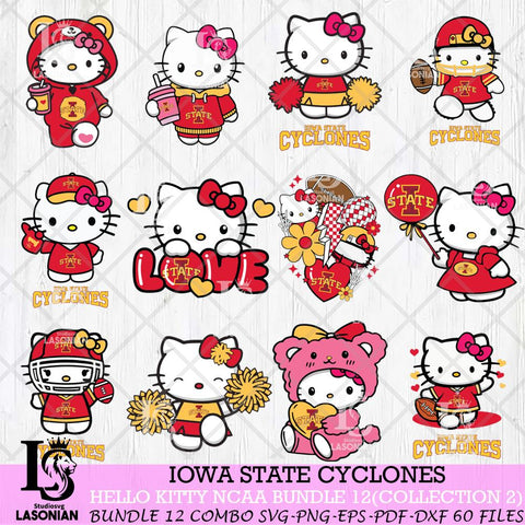 Iowa State Cyclones Hello Kitty Bundle 12 SVG Svg Eps Dxf Png File, Digital Download, Instant Download