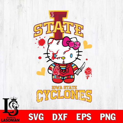 Iowa State Cyclones Hello Kitty Horror 2 Svg Eps Dxf Png File, Digital Download