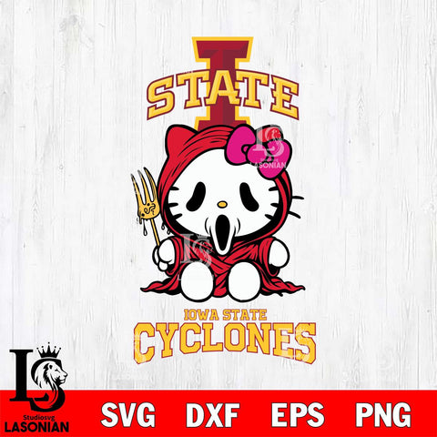 Iowa State Cyclones Hello Kitty Horror 4 Svg Eps Dxf Png File, Digital Download
