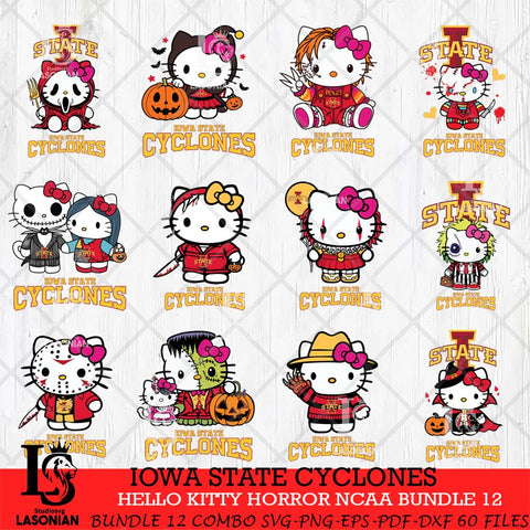 Iowa State Cyclones Hello Kitty Horror NCAA Bundle 12 SVG Svg Eps Dxf Png File, Digital Download