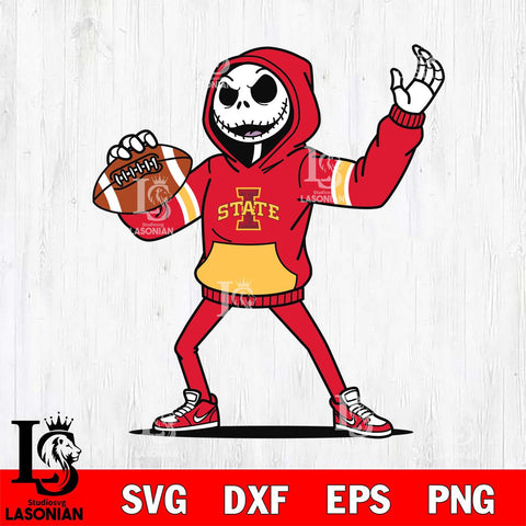 Iowa State Cyclones Jack Skellington Football Christmas File Cut, NCAA SVG DXF EPS PNG FILE, Digital Download , Criucut , Silhouette