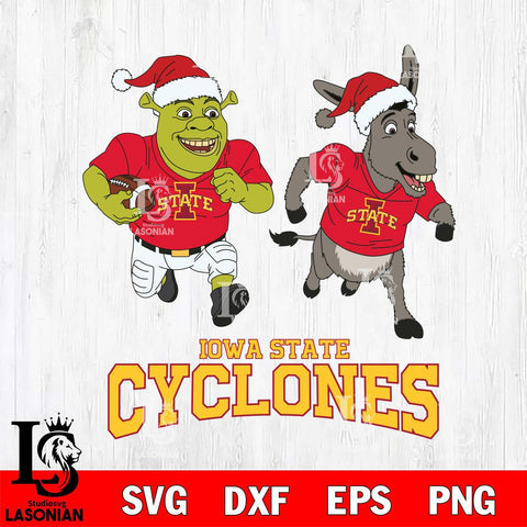 Iowa State Cyclones Shrek and Donkey Football Cricut,Christmas SVG DXF EPS PNG FILE, NCAA Digital Download,Instant Download, Silhouette