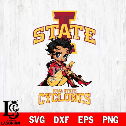 Iowa State Cyclones Style Black Fan Girl Betty Boop, Svg Eps Dxf Png File, Digital Download