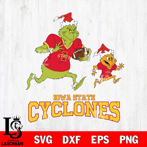 Iowa State Cyclones The Grinch & Max Football Cricut,Christmas SVG DXF EPS PNG FILE, NCAA Digital Download,Instant Download, Silhouette