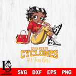 Iowa State Cyclones #1 Black Fan Girl Betty Boop, Svg Eps Dxf Png File, Digital Download