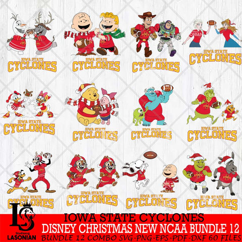 Iowa State Cyclones  Disney Christmas New NCAA Bundle 12 Cricut,Christmas SVG DXF EPS PNG FILE, BUNDLE NCAA Digital Download,Instant Download, Silhouette