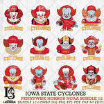 Iowa State Cyclones  Pennywise Horror NCAA Bundle 12 SVG Svg Eps Dxf Png File, Digital Download