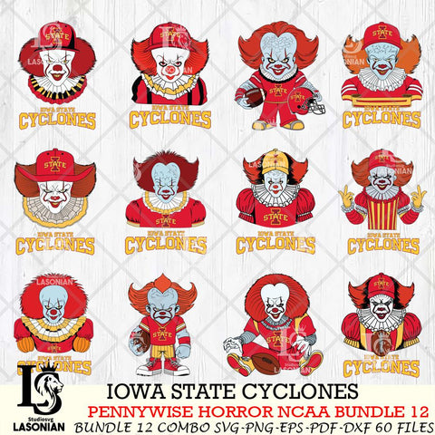 Iowa State Cyclones  Pennywise Horror NCAA Bundle 12 SVG Svg Eps Dxf Png File, Digital Download