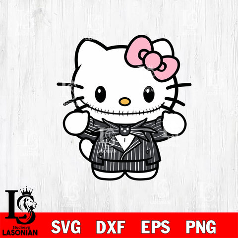 Jack Skellington Hello Kitty SVG DXF EPS PNG FILE, Halloween File Cut, Digital Download,Instant Download, Silhouette,Horror Cricut