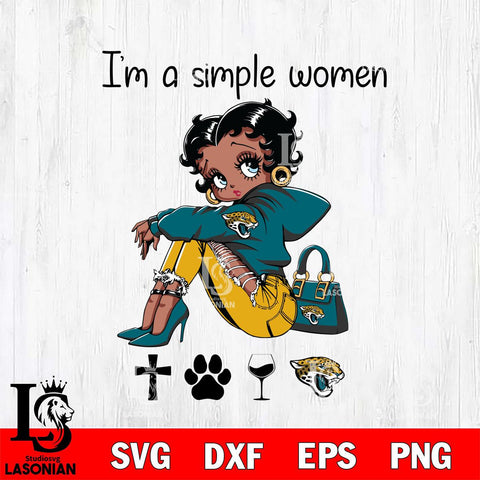 Jacksonville Jaguars Betty Boop Black Fan I Am Simple Women Svg Eps Dxf Png File, Digital Download