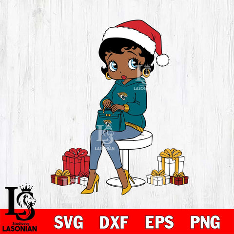 Jacksonville Jaguars Betty Boop Sit Christmas File Cut, NFL SVG DXF EPS PNG PDF File, Digital Download , Criucut , Silhouette