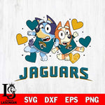 Jacksonville Jaguars Bluey Chilli Heart NFL Svg Eps Dxf Png File, Digital Download, Instant Download