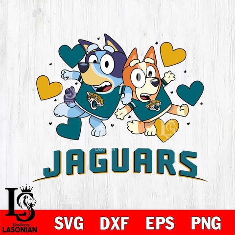 Jacksonville Jaguars Bluey Chilli Heart NFL Svg Eps Dxf Png File, Digital Download, Instant Download