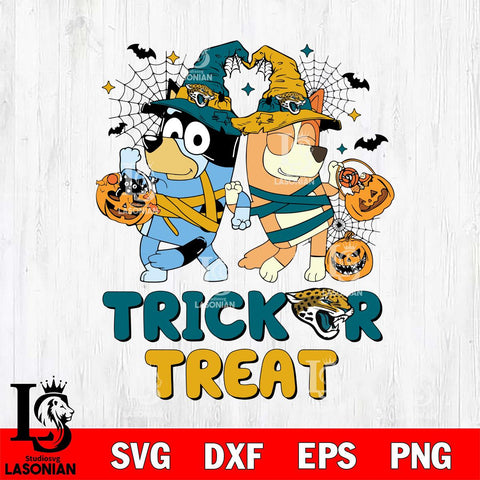 Jacksonville Jaguars Bluey Trick or Treat Halloween 2 Svg Eps Dxf Png File, Digital Download, Instant Download
