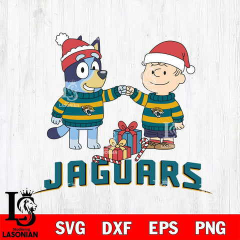 Jacksonville Jaguars Bluey With Charlie Brown Christmas Cricut,Christmas SVG DXF EPS PNG FILE, Digital Download,Instant Download, Silhouette