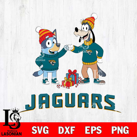 Jacksonville Jaguars Bluey With Goofy Christmas Cricut,Christmas SVG DXF EPS PNG FILE, Digital Download,Instant Download, Silhouette