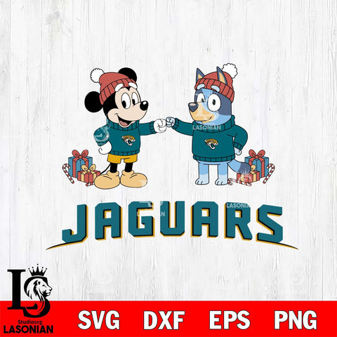 Jacksonville Jaguars Bluey With Mickey Christmas Cricut,Christmas SVG DXF EPS PNG FILE, Digital Download,Instant Download, Silhouette