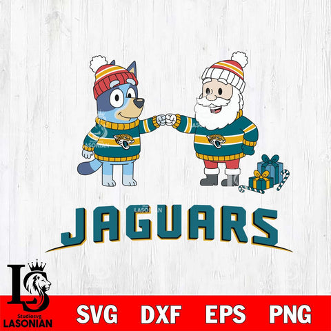 Jacksonville Jaguars Bluey With Satan Christmas Cricut,Christmas SVG DXF EPS PNG FILE, Digital Download,Instant Download, Silhouette
