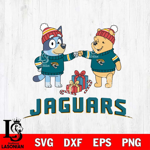 Jacksonville Jaguars Bluey With Winnie The Pooh Christmas Cricut,Christmas SVG DXF EPS PNG FILE, Digital Download,Instant Download, Silhouette
