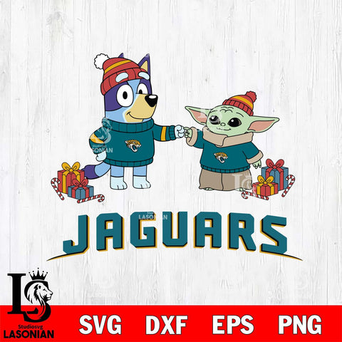 Jacksonville Jaguars Bluey With Yoda Christmas Cricut,Christmas SVG DXF EPS PNG FILE, Digital Download,Instant Download, Silhouette